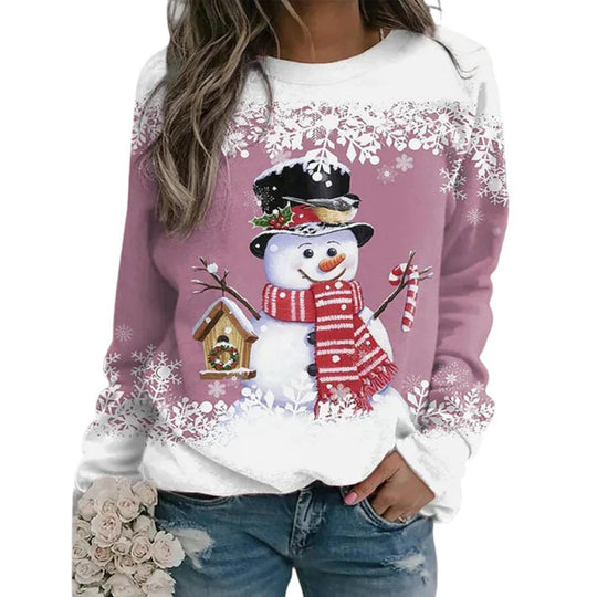 Elise - Schneemann Weihnachts-Print Sweatshirt