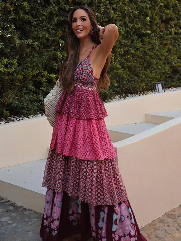 Mona - Klassisches Maxikleid mit Blumendruck