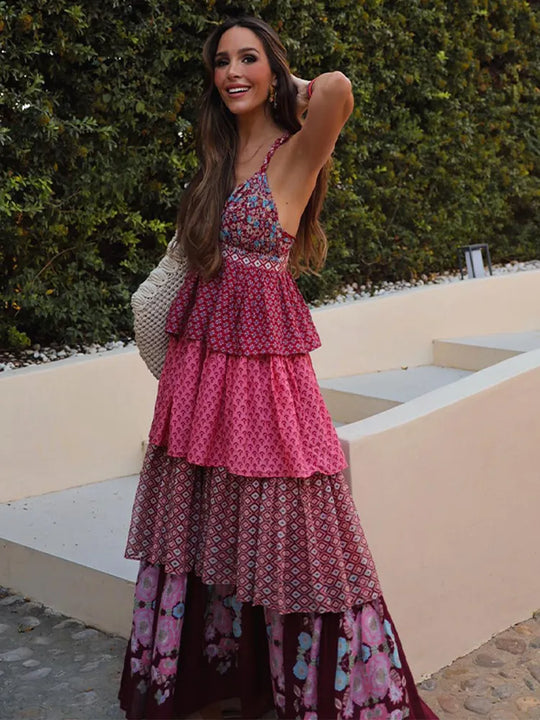 Mona - Klassisches Maxikleid mit Blumendruck
