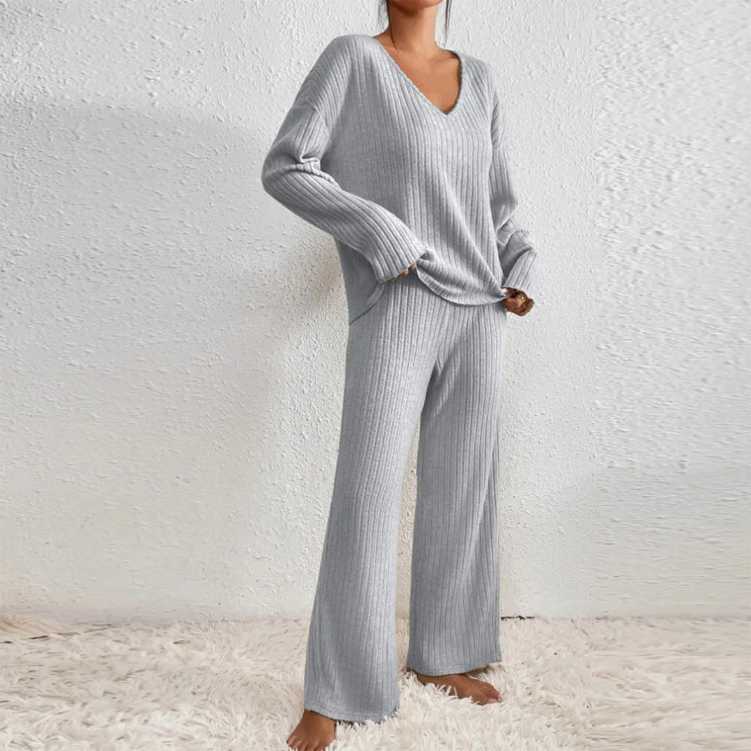 Cathy - Bequemes Zweiteiliges Set aus Rippstrick