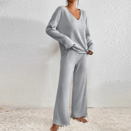 Cathy - Bequemes Zweiteiliges Set aus Rippstrick