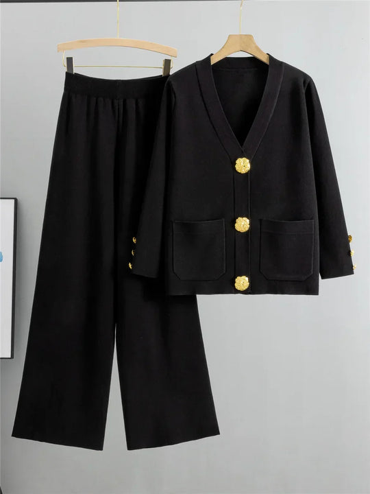 Karin - Elegantes Strick-Set aus Cardigan und Hose