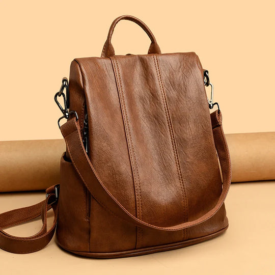 NILA | DIEBSTAHLSICHERER LEDERRUCKSACK