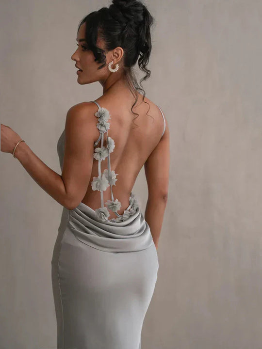 Pauline - Elegantes, schwülstiges, rückenfreies Maxikleid