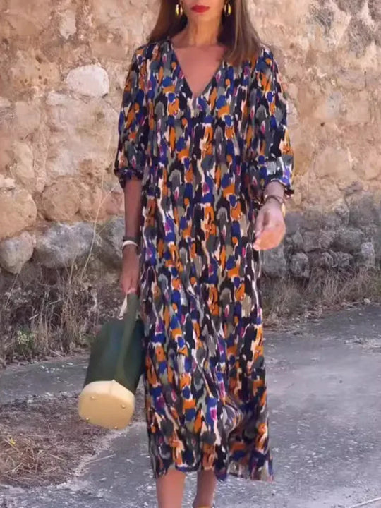 Alma -Lässiges Kleid mit V-Ausschnitt