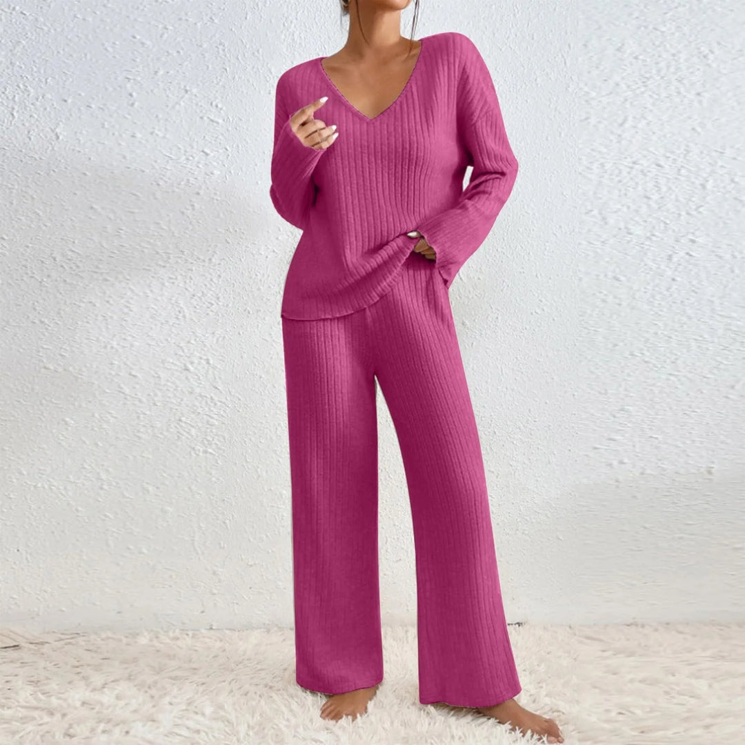 Cathy - Bequemes Zweiteiliges Set aus Rippstrick