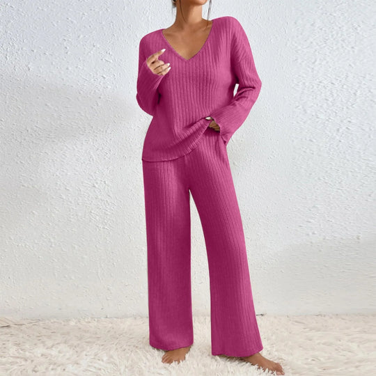 Cathy - Bequemes Zweiteiliges Set aus Rippstrick