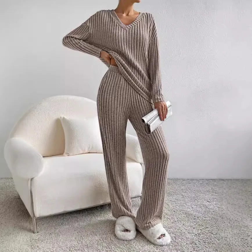 Cathy - Bequemes Zweiteiliges Set aus Rippstrick