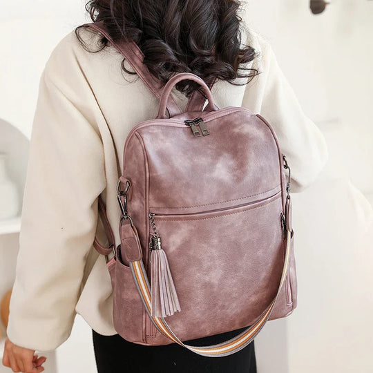 NAOMY | DIEBSTAHLSICHERER LEDERRUCKSACK