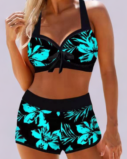 Sherrie Badeanzug mit hoher Taille und Blumendruck
