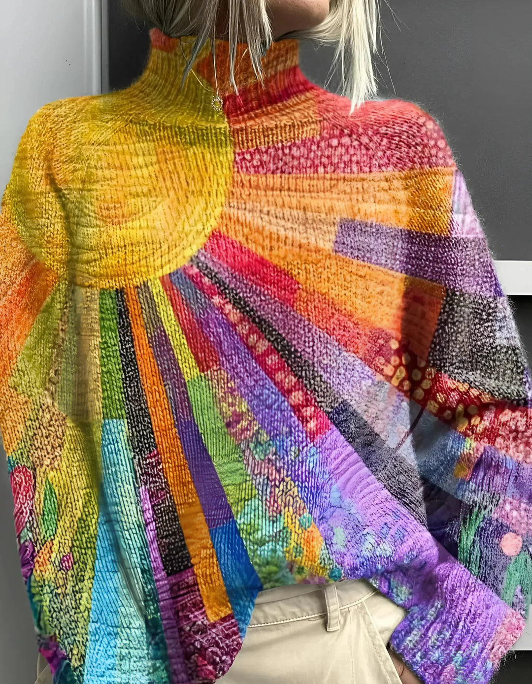 Brooklyn - Fröhlicher Bunter Rollkragenpullover