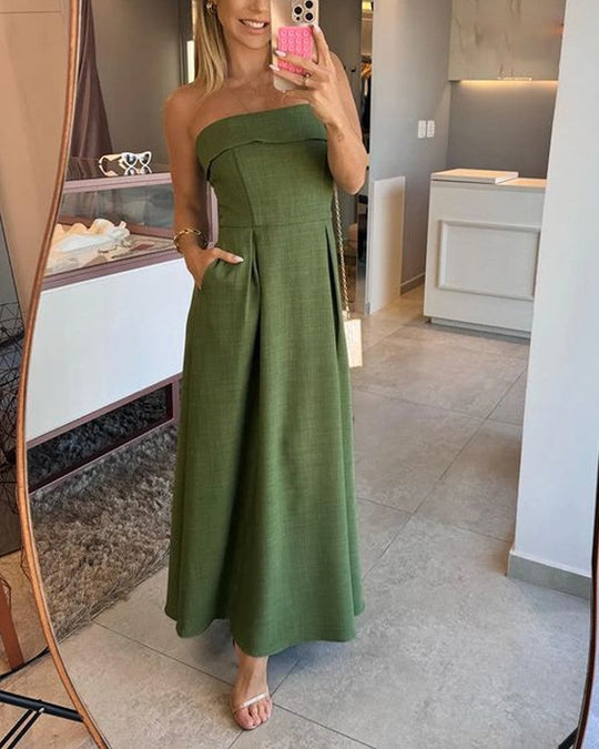 Annie - Elegantes trägerloses Midikleid