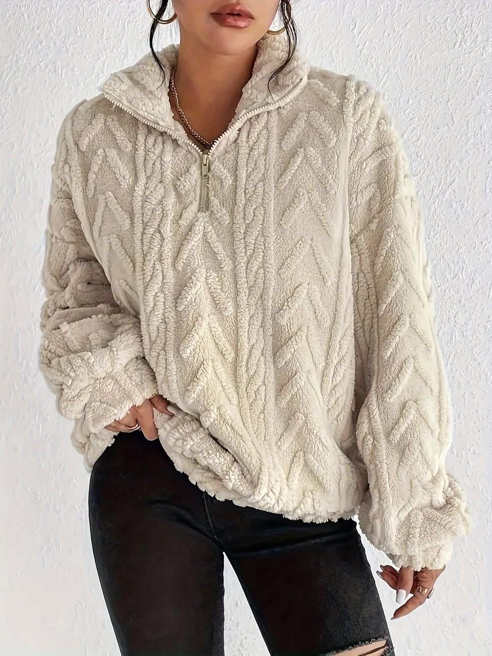 Annette - Gestrickter Halb-zip Komfort Pullover