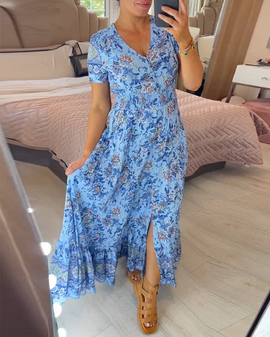 Wibia™ Kleid mit Blumendruck und V-Ausschnitt