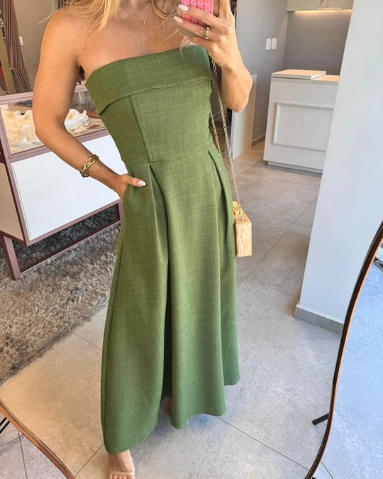 Annie - Elegantes trägerloses Midikleid