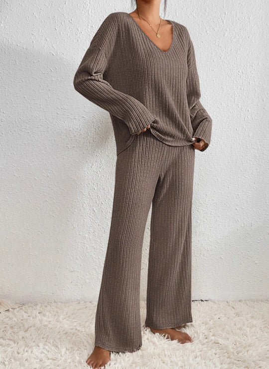 Cathy - Bequemes Zweiteiliges Set aus Rippstrick