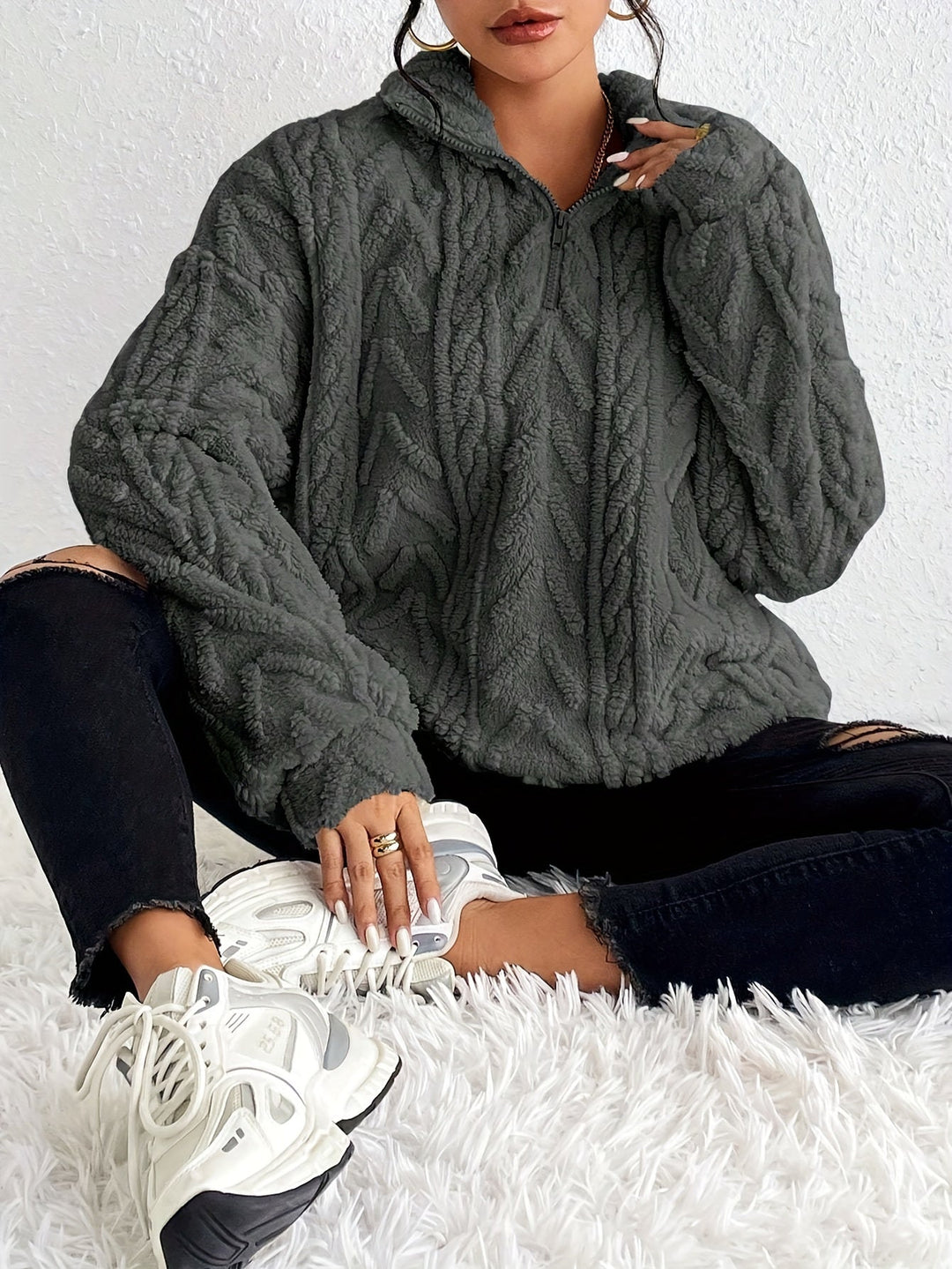 Annette - Gestrickter Halb-zip Komfort Pullover