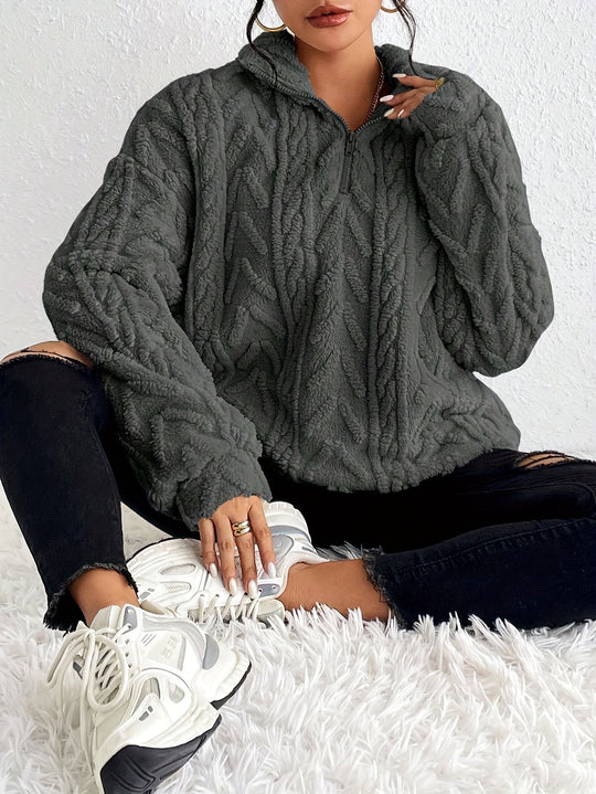 Annette - Gestrickter Halb-zip Komfort Pullover