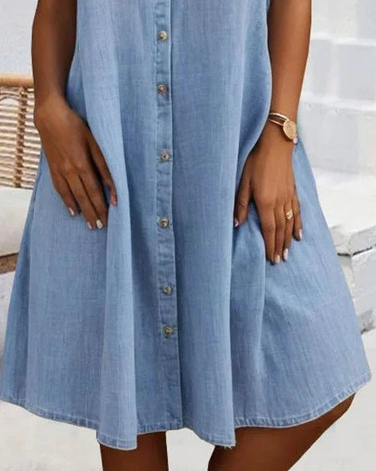 Sveta™ Kurzärmliges Jeanskleid mit Knopfleiste