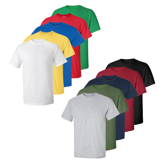 Set aus 10 Herren -T- Shirts, 100 % Baumwolle (Langlebig), Doppelkragen (WEITET SICH NICHT), Regular Fit (Bequem), MEHRFARBIG (für jeden Stil)