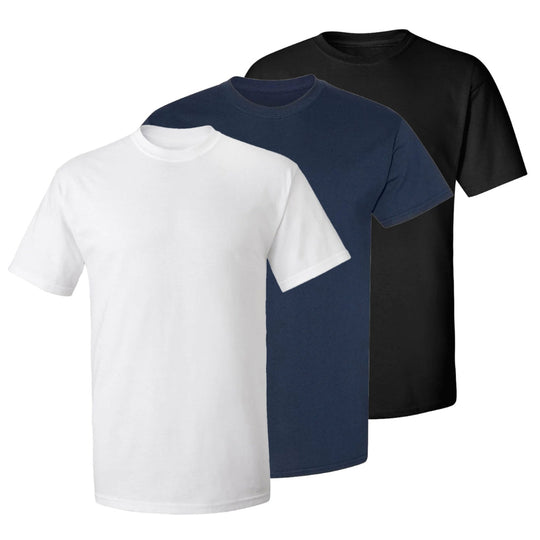 Set aus 3 Herren T- Shirts, 100% Baumwolle (strapazierfähig), Doppelkragen (verbreitert nicht), Reguläre Passform (komfortabel), MEHRFARBIG (für jeden Stil)