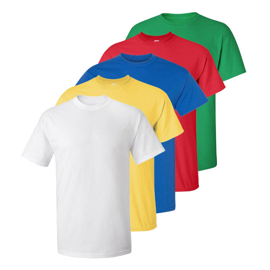Set aus 5 Herren -T- Shirts, 100 % Baumwolle (Langlebig), Doppelkragen (WEITET SICH NICHT), Regular Fit (Bequem), MEHRFARBIG (für jeden Stil)