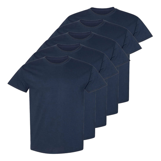 Set aus 5 Herren -T- Shirts (Große Größen), 100 % Baumwolle (Langlebig), Doppelkragen (WEITET SICH NICHT), Regular Fit (Bequem), MARINEBLAU (für jeden Stil)