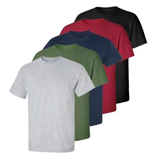 Set aus 5 Herren -T- Shirts, 100 % Baumwolle (Langlebig), Doppelkragen (WEITET SICH NICHT), Regular Fit (Bequem), MEHRFARBIG (für jeden Stil)