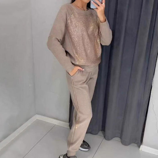 Giada - Zwei-teiliges Set mit Pullover mit Taschen und Hose für den Alltag für Damen