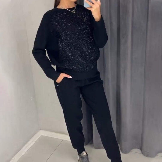 Giada - Zwei-teiliges Set mit Pullover mit Taschen und Hose für den Alltag für Damen