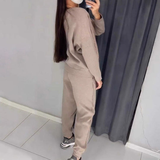 Giada - Zwei-teiliges Set mit Pullover mit Taschen und Hose für den Alltag für Damen