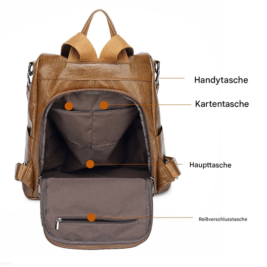 ZIRA | DIEBSTAHLSICHERER LEDERRUCKSACK